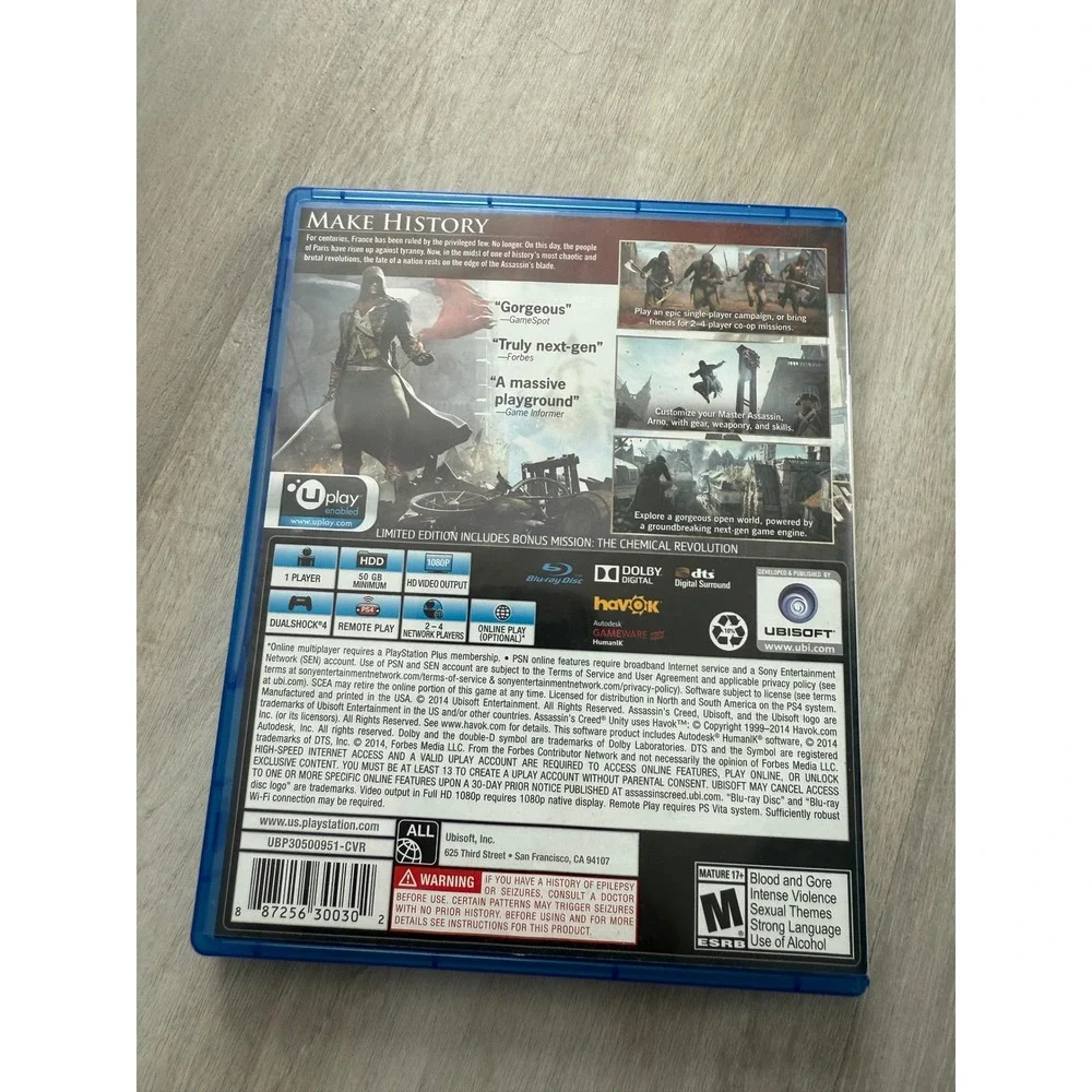 Assassins Creed Unity Limited Edition PS4 Video‎ Game for Sony PlayStation 4